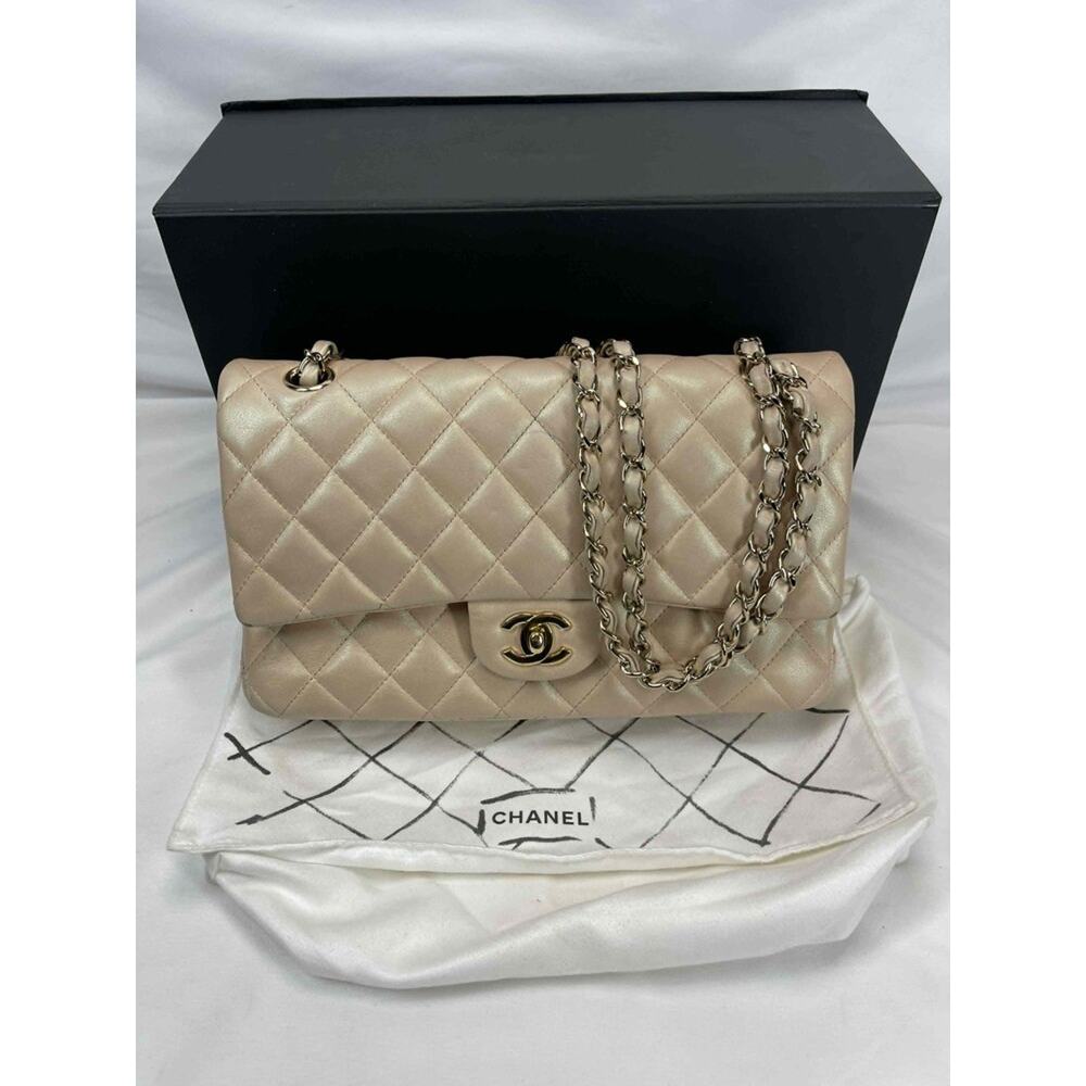 Chanel Classic Double Flap Bag Quilted Lambskin Medium Beige SPB-JB 365575